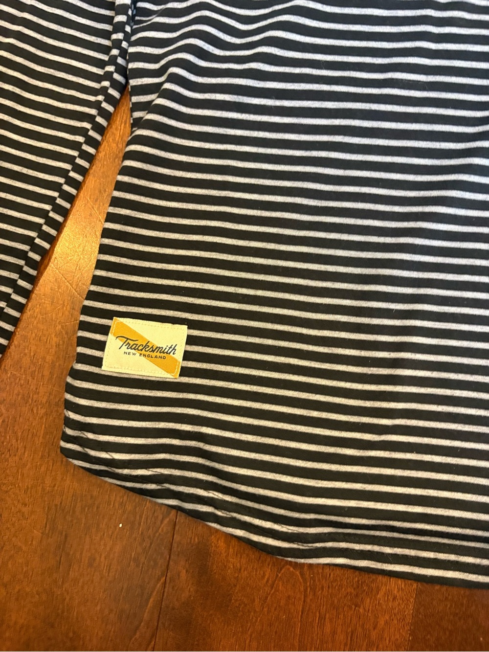 Tracksmith Navy and White Striped Long-Sleeve Tee - Picture 3 of 3